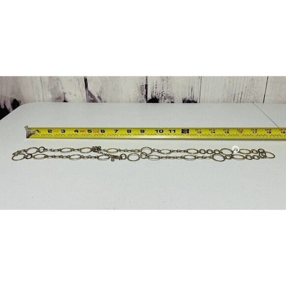 Chico’s Long Gold Tone Ring Chain Necklace Strand - Picture 4 of 5